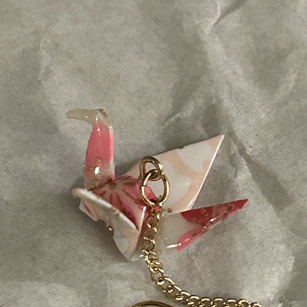Origami Crane Single Chain Hook Earring
